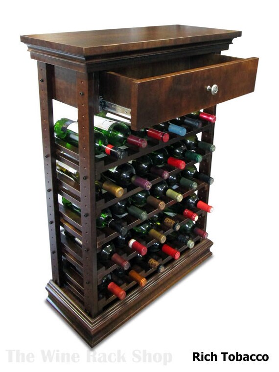 Wood Wine Rack With Drawer Decorative Maple Side Table With Etsy