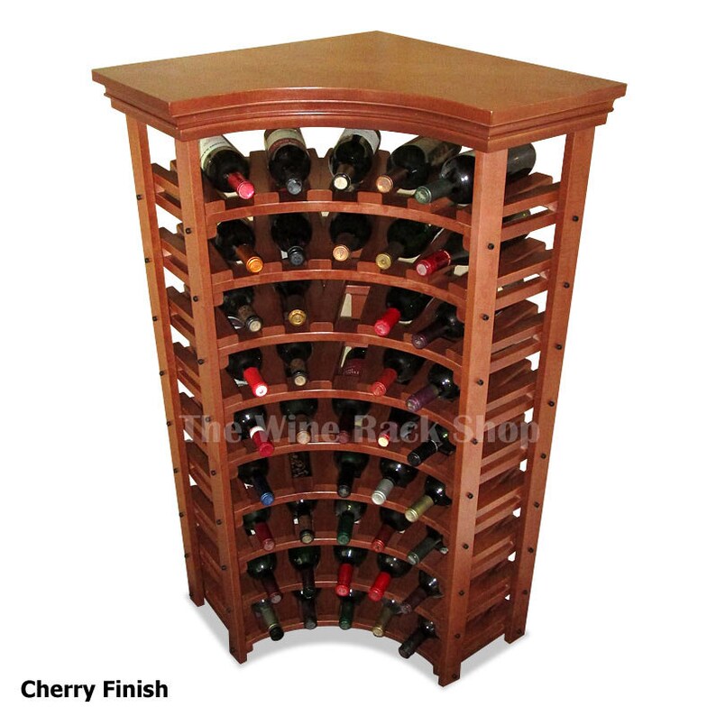 Corner Wine Rack With Tabletop Wood wine storage rack for 45 | Etsy
