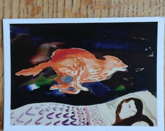 Fox dream fine art postcard