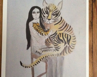 Fine art postcards ‘Tiger on lap’