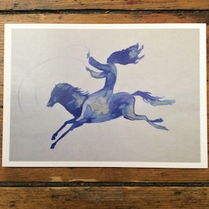 "Kunstpostkarte ""Blaues Pferd Reiter"""