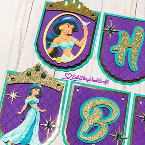 Princess Jasmine Banner, Aladdin Banner, Princess Jasmine Birthday Decoration, Princess Jasmine Cake Topper, Princess Jasmine Topper