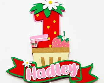 Berry First Birthday, Sweet One Cake Topper, Strawberry Cake Topper, Sweet One Banner, Strawberry Banner