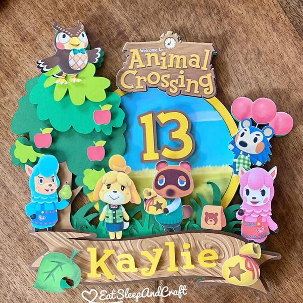 Animal Crossing Cake Topper, Animal Crossing Banner, Animal Crossing Party Decor