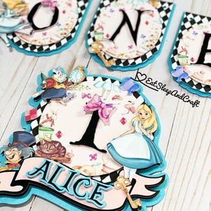 Alice In Wonderland Banner, Alice in Wonderland Cake Topper, Alice In wonderland Decor