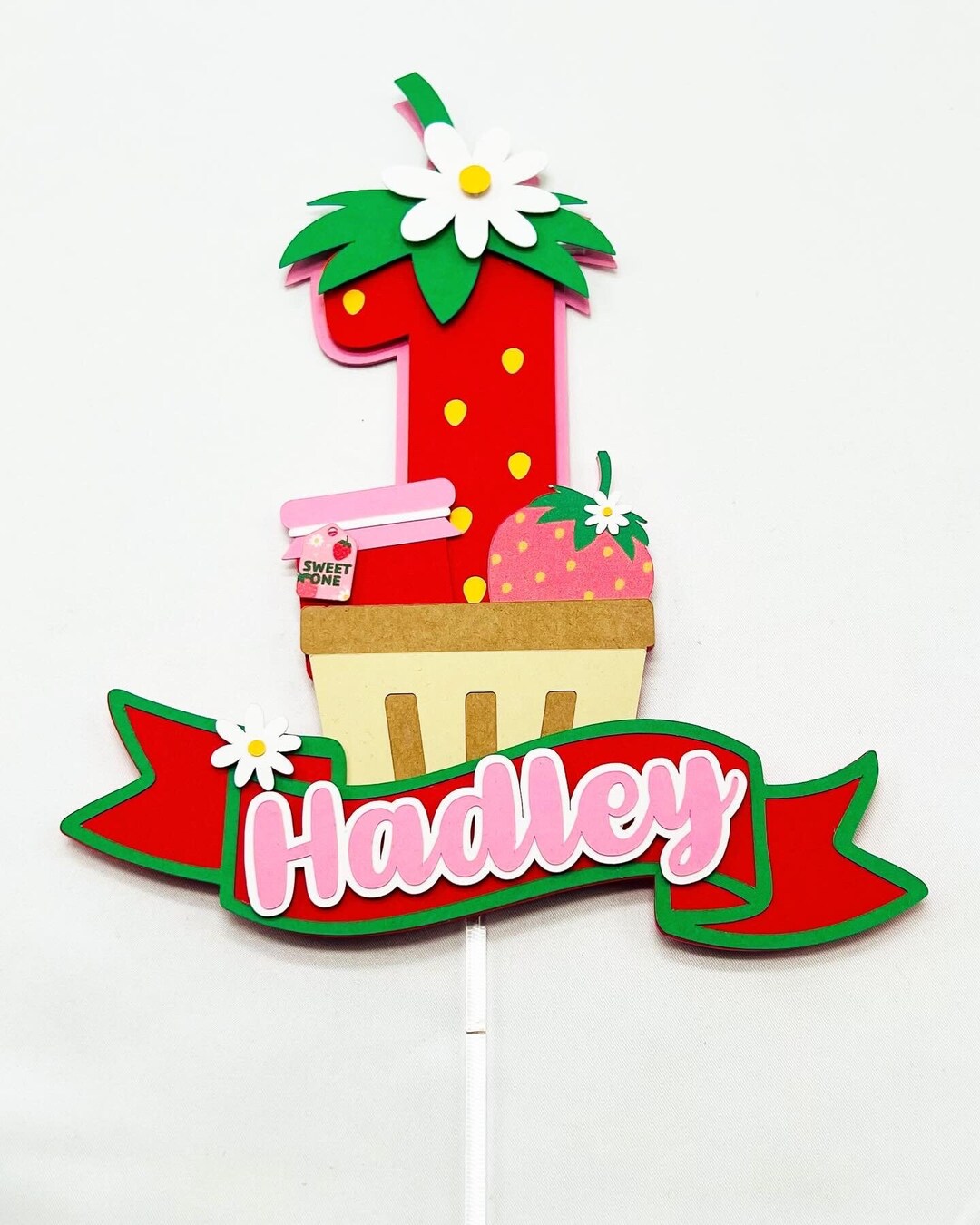 Berry First Birthday, Sweet One Cake Topper, Strawberry Cake Topper ...