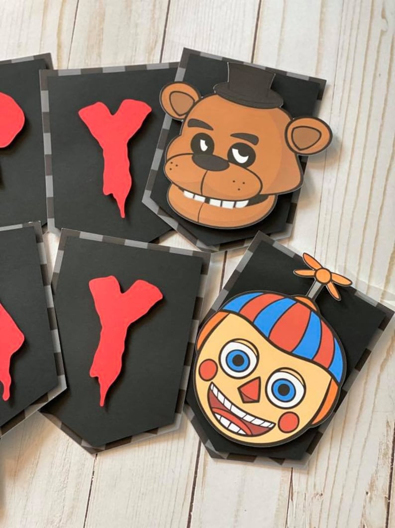 fnaf five nights at freddys happy birthday banner five etsy