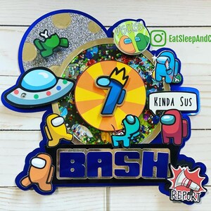 Among Us Cake Topper, Among Us Banner, Among Us Party Decoration, Among Us, Gamer Topper, Video game Topper