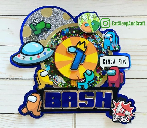 Among Us Cake Topper Among Us Banner Among Us Party Etsy