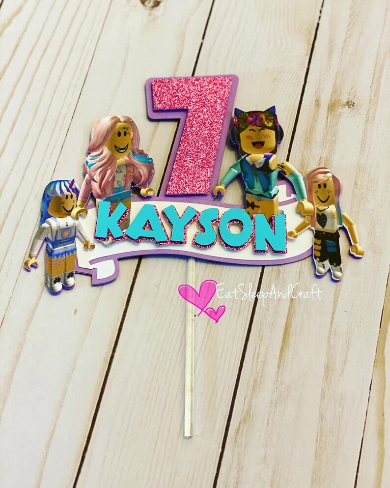 Roblox Cake Topper Roblox Girl Decorations Roblox Banner Etsy