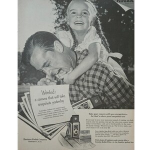 Anuncio impreso vintage de Eastman Kodak, decoración retro de los años 50