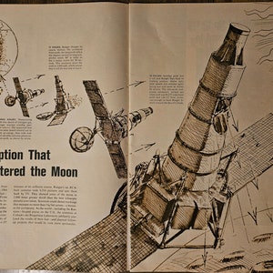 Revista vintage Ranger VII Moon Probe // Década de 1960 // Decoración retro