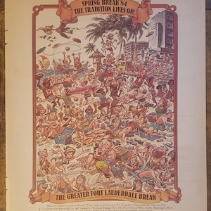 Vintage Spring Break Fort Lauderdale Ad // 1984 // Retro Decor