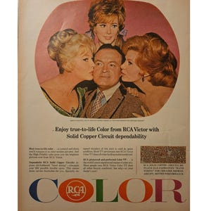 Anuncio impreso vintage de Bob Hope de la RCA, decoración retro de los años 60