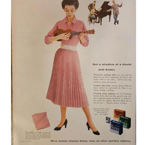 Anuncio impreso vintage de Kotex // Década de 1950 // Decoración retro