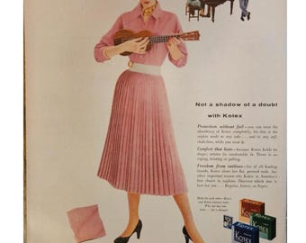 Vintage Kotex Print Ad // 1950s // Retro Decor