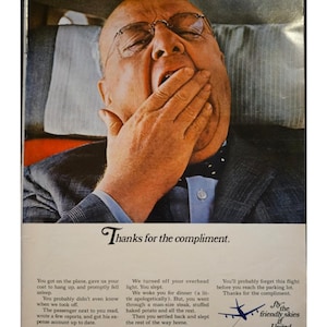 Vintage United Airlines Print Ad 1960s Retro Decor