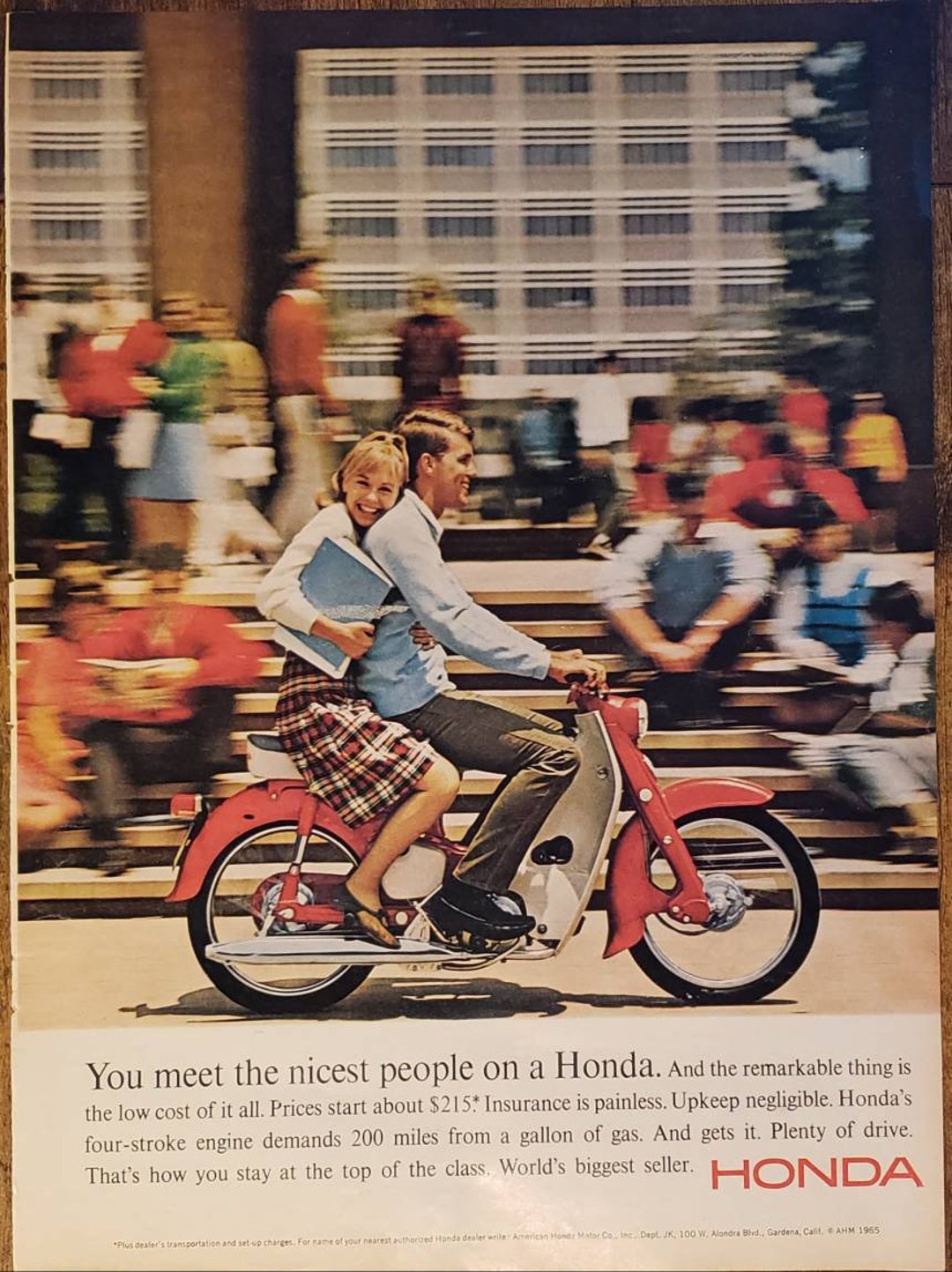 Vintage Honda Scooter Ad 1965 // Retro Decor Etsy