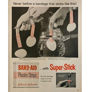Vintage Band-Aid Ad // 1950s// Retro Decor