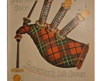 Life Savers/Old Gold Cigarettes Vintage Print Ad 1950s Retro Decor