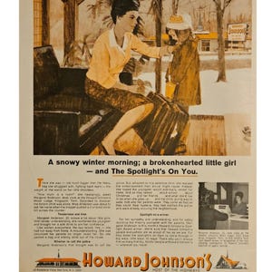 Anuncio vintage de Howard Johnson, decoración retro de los años 60