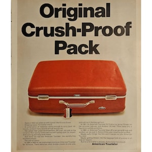 Pubblicità stampata vintage American Tourister per bagagli, arredamento retrò anni '60