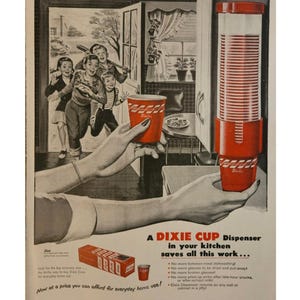 Vintage Dixie Cup Print Ad 1950s Retro Decor