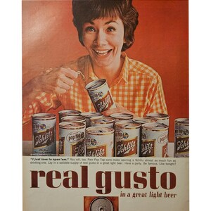Anuncio vintage de cerveza Schlitz, decoración retro de los años 60