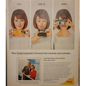 Anuncio vintage de cámara Kodak // Década de 1960 // Decoración retro