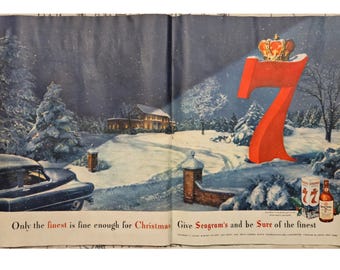 Seagram's 7 Vintage Print Ad 1950s Retro Decor