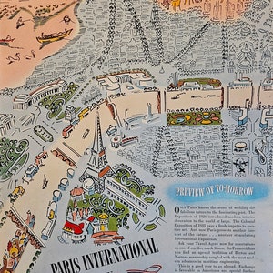 Anuncio impreso vintage de la Exposición Internacional de París de 1937 // Decoración retro