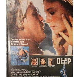 Anuncio vintage de la película The Deep // Robert Shaw // Jacqueline Bisset // Nick Nolte // Década de 1970 // Decoración retro