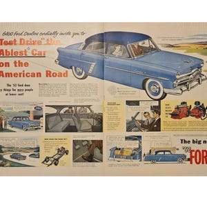 Anuncio impreso de Ford 1952 con decoración retro