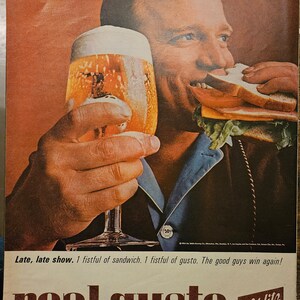 Anuncio vintage de cerveza Schlitz // Década de 1960 // Decoración retro