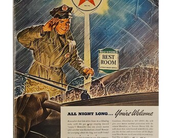 Vintage Texaco Print Ad 1940s Retro Decor