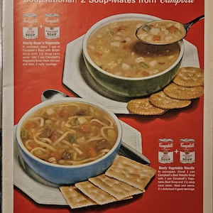 Anuncio impreso vintage de sopa Campbell's // Década de 1960 // Decoración retro