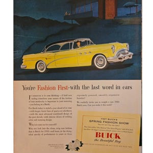 Anuncio impreso de un Buick antiguo // Década de 1950 // Decoración retro