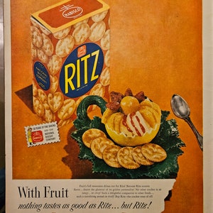 Anuncio vintage de galletas Ritz // Década de 1960 // Decoración retro