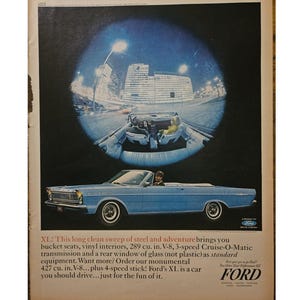 Anuncio impreso vintage de Ford Cruise-O-Matic, decoración retro de los años 60