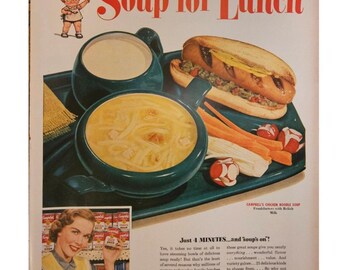 Vintage Campbell's Soup Print Ad // 1950s // Retro