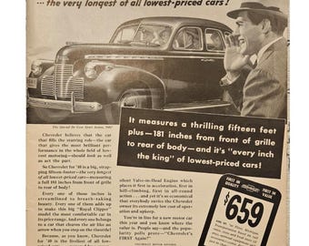 Chevrolet Vintage Print Anzeige 1940er Jahre Retro Decor