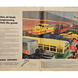 Anuncio impreso vintage de General Motors, decoración retro de los años 50