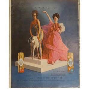 Anuncio vintage de laca para el cabello Helene Curtis, decoración retro de los años 60