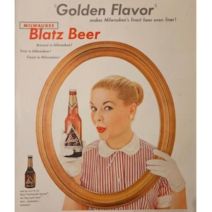 Blatz Beer Vintage Print Ad // 1950s // Retro Decor
