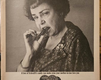 Vintage Schrafft's Candy Print Ad // 1960s // Retro Decor
