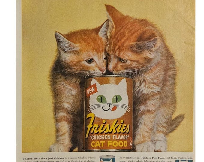 Vintage Friskies Cat Food Ad 1960s Retro Decor - Etsy