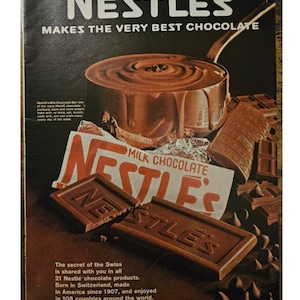 Nestlé Vintage Print Ad 1960s Retro Decor