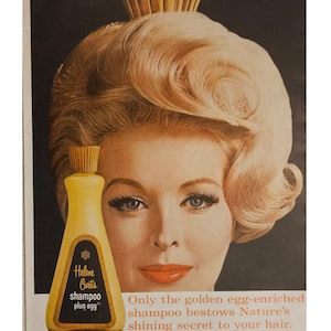 Anuncio impreso vintage de champú Helene Curtis, decoración retro de los años 60