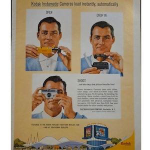 Vintage Kodak Instamatic Camera Print Ad 1960s Retro Decor