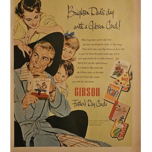 Gibson-vaderdagkaarten met print en retro decor uit de jaren 50
